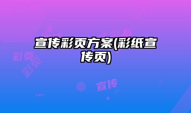 宣傳彩頁方案(彩紙宣傳頁)